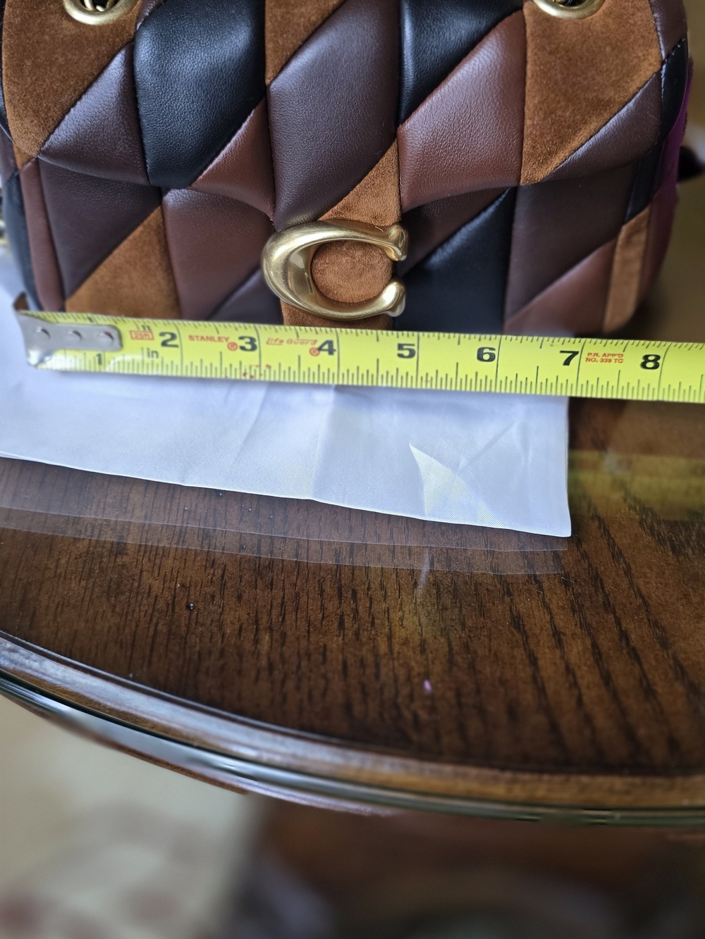 Coach Tabby Patchwork Quilted Leather Chain Shoulder Bag in Maple Brown. - Picture 17 of 17